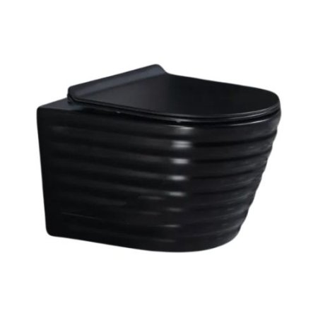 Galatea Design Collet Zestaw Toaleta WC Rimless bez kołnierza krótka + deska wolnoopadająca czarny mat GDW04BMB
