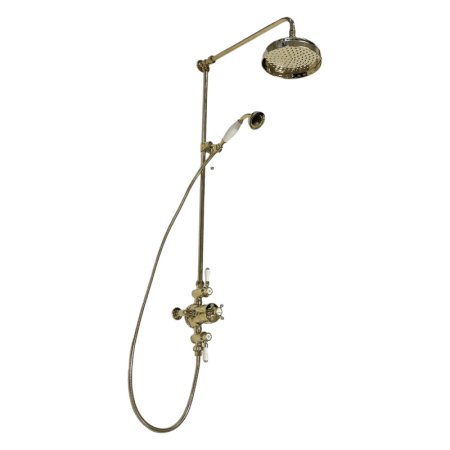 Galatea Design Retro Zestaw prysznicowy natynkowy termostatyczny z deszczownicą złoty GDAF3SGOLD
