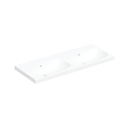 Geberit Acanto Umywalka wisząca lub meblowa 120x48 cm podwójna bez otworów na baterie biały z powłoką KeraTect 500.628.01.8