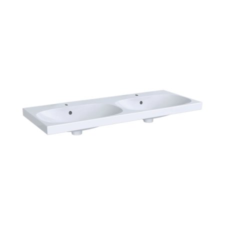 Geberit Acanto Umywalka wisząca lub meblowa 120x48 cm podwójna z 2 otworami na baterie biały z powłoką KeraTect 500.627.01.8