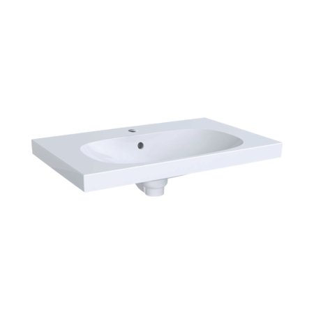Geberit Acanto Umywalka wisząca lub meblowa 75x48 cm z otworem na baterię z przelewem biały z powłoką KeraTect 500.622.01.8