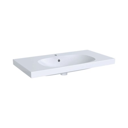 Geberit Acanto Umywalka wisząca lub meblowa 90x48 cm z otworem na baterię z przelewem biały z powłoką KeraTect 500.623.01.8