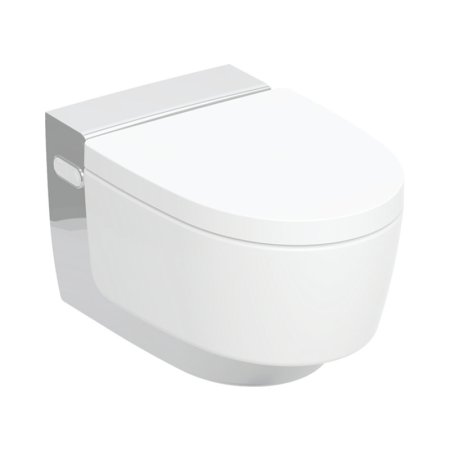 Geberit AquaClean Mera Classic Zestaw Toaleta WC myjąca TurboFlush bez kołnierza + deska wolnoopadająca biały z powłoką KeraTect/chrom połysk 146.200.21.1