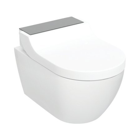 Geberit AquaClean Tuma Comfort Zestaw Toaleta WC myjąca  bez kołnierza + deska wolnoopadająca biały z powloką KeraTect/szkło czarne 146.290.SJ.1