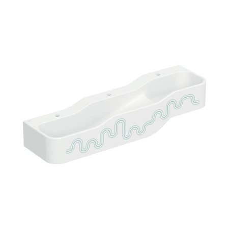 Geberit Bambini Umywalka wisząca 140x39 cm dziecięca potrójna biały alpin/zielony/jasnozielony mat 502.975.79.1