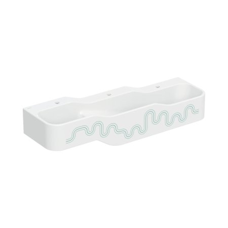 Geberit Bambini Umywalka wisząca 140x39 cm dziecięca potrójna biały alpin/zielony/jasnozielony mat 502.976.79.1
