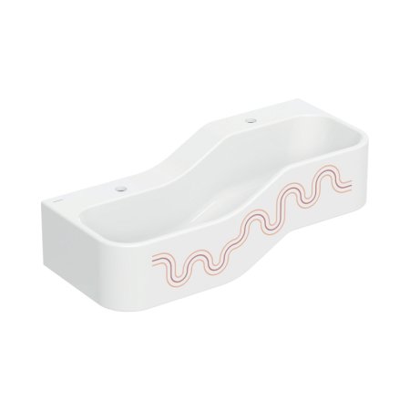 Geberit Bambini Umywalka wisząca 90x39 cm dziecięca podwójna biały alpin/czerwony/pomarańczowy mat 502.973.FY.1