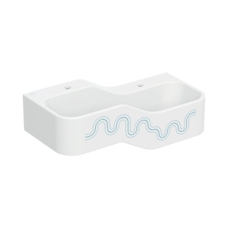 Geberit Bambini Umywalka wisząca 90x39 cm dziecięca podwójna biały alpin/niebieski/jasnoniebieski mat 502.974.SX.1