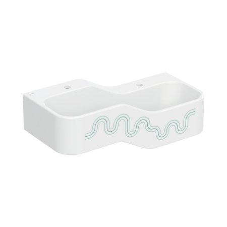 Geberit Bambini Umywalka wisząca 90x39 cm dziecięca podwójna biały alpin/zielony/jasnozielony mat 502.974.79.2
