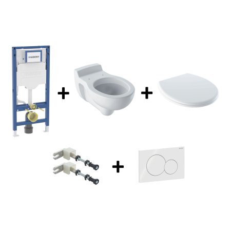 Geberit Bambini Zestaw Toaleta WC 53,9x33,7 cm dziecięca biały + deska zwykła + stelaż WC Duofix + wsporniki + przycisk Sigma01 biały GNS346873