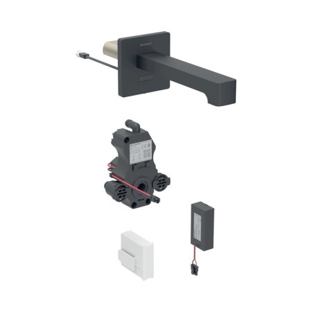 Geberit Brenta Bateria umywalkowa bezdotykowa podtynkowa zasilanie bateryjne bez mieszacza 22 cm czarny mat z powłoką easy-to-clean 116.293.14.1