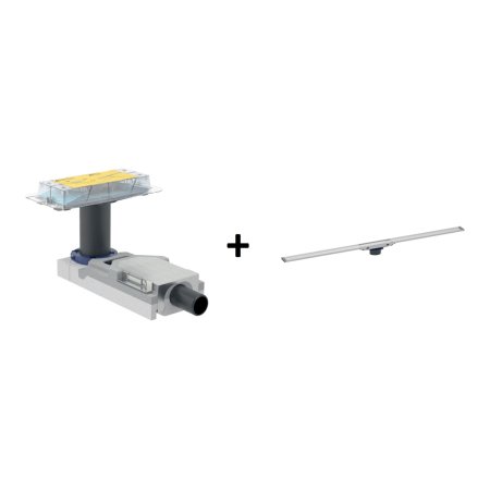 Geberit CleanLine Zestaw Odpływ liniowy niski do płytkiej zabudowy 6,5-9 cm + ruszt 90 cm stal nierdzewna szczotkowana 154.152.00.1+154.450.KS.1