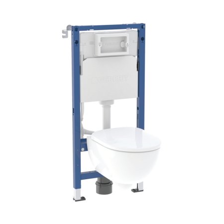 Geberit Duofix Basic Selnova Premium Zestaw Toaleta WC Rimfree bez kołnierza krótka biała + deska wolnoopadająca + stelaż WC 118.347.00.3