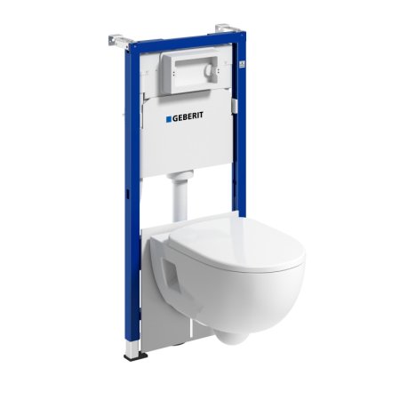 Geberit Duofix Basic Zestaw Stelaż podtynkowy do WC H112 cm + toaleta WC Selnova bezkołnierzowa z deską sedesową wolnoopadającą białą + mata wygłuszająca 118.343.00.2