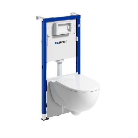 Geberit Duofix Basic Zestaw Stelaż podtynkowy do WC H112 cm + toaleta WC Selnova bezkołnierzowa z deską sedesową wolnoopadającą białą + mata wygłuszająca 118.345.00.2