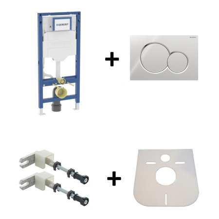 Geberit Duofix Sigma Zestaw Stelaż do WC H112 + przycisk WC chrom połysk + wsporniki + mata 111.320.00.6+115.770.21.5+111.815.00.1+LEMATA