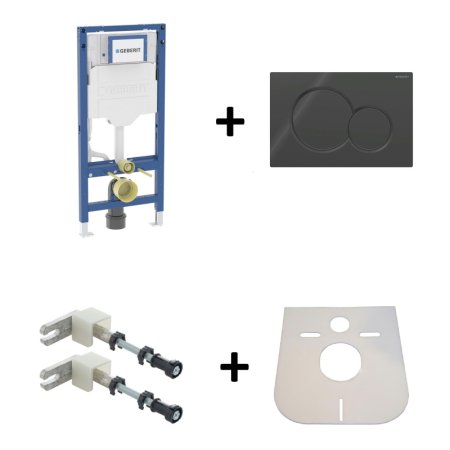 Geberit Duofix Sigma Zestaw Stelaż do WC H112 + przycisk WC czarny + wsporniki + mata 111.320.00.6+115.770.DW.5+111.815.00.1+LEMATA