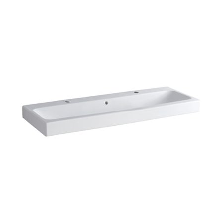 Geberit iCon Umywalka wisząca lub meblowa 120x48,5 cm podwójna z przelewem biały z powłoką KeraTect 124.020.60.0