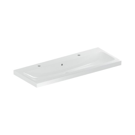 Geberit iCon Umywalka wisząca lub meblowa 120x48 cm podwójna z przelewem biały z powłoką KeraTect 501.837.00.2