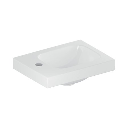 Geberit iCon Umywalka wisząca lub meblowa 38x28 cm z otworem na baterię z lewej strony bez przelewu biały z powłoką KeraTect 501.831.00.2