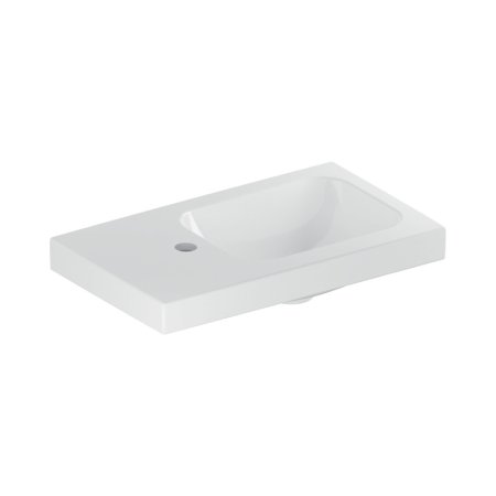 Geberit iCon Umywalka wisząca lub meblowa 53x31 cm z otworem na baterię z lewej strony bez przelewu biały z powłoką KeraTect 501.833.00.2