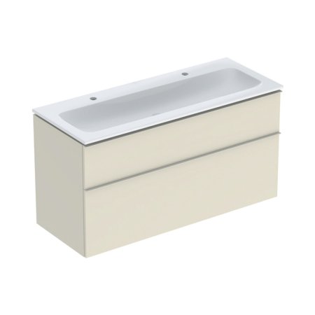 Geberit iCon Zestaw szafka podumywalkowa + umywalka meblowa 120x48x63 cm biały z powłoką KeraTect/szary piaskowy lakierowany wysoki połysk/szary piaskowy mat malowany proszkowo 502.334.JL.1