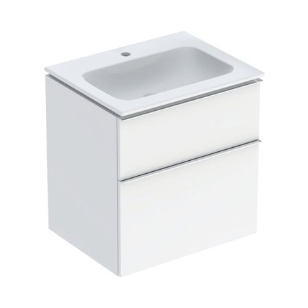 Geberit iCon Zestaw szafka podumywalkowa + umywalka meblowa 60x48x63 cm biały z powłoką KeraTect/biały lakierowany na wysoki połysk/chrom połysk 502.331.01.2