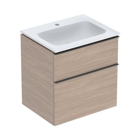 Geberit iCon Zestaw szafka podumywalkowa + umywalka meblowa 60x48x63 cm biały z powłoką KeraTect/dąb melaminowa struktura drewna/lava mat malowany proszkowo 502.331.JH.1