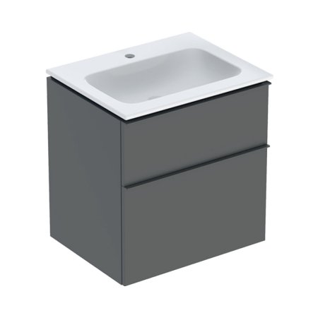 Geberit iCon Zestaw szafka podumywalkowa + umywalka meblowa 60x48x63 cm biały z powłoką KeraTect/lava mat lakierowany/lava mat malowany proszkowo 502.331.JK.1