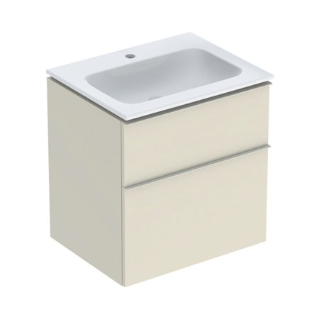 Geberit iCon Zestaw szafka podumywalkowa + umywalka meblowa 60x48x63 cm biały z powłoką KeraTect/szary piaskowy lakierowany wysoki połysk/szary piaskowy mat malowany proszkowo 502.331.JL.1