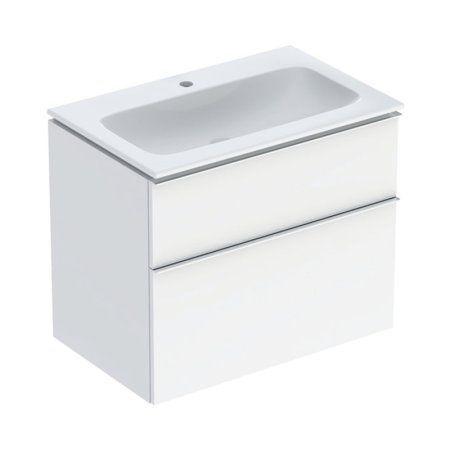 Geberit iCon Zestaw szafka podumywalkowa + umywalka meblowa 75x48x63 cm biały z powłoką KeraTect/biały lakierowany na wysoki połysk/chrom połysk 502.332.01.2