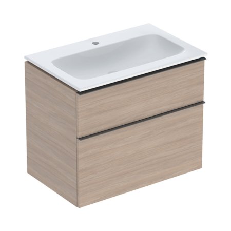 Geberit iCon Zestaw szafka podumywalkowa + umywalka meblowa 75x48x63 cm biały z powłoką KeraTect/dąb melaminowa struktura drewna/lava mat malowany proszkowo 502.332.JH.1