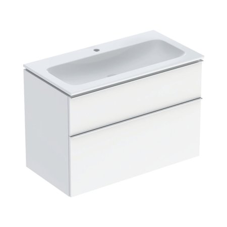 Geberit iCon Zestaw szafka podumywalkowa + umywalka meblowa 90x48x63 cm biały z powłoką KeraTect/biały lakierowany na wysoki połysk/chrom połysk 502.333.01.2
