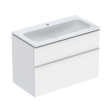 Geberit iCon Zestaw szafka podumywalkowa + umywalka meblowa 90x48x63 cm biały z powłoką KeraTect/biały mat lakierowany/biały mat powlekany proszkowo 502.333.01.3