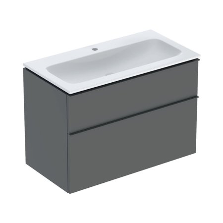 Geberit iCon Zestaw szafka podumywalkowa + umywalka meblowa 90x48x63 cm biały z powłoką KeraTect/lava mat lakierowany/lava mat malowany proszkowo 502.333.JK.1