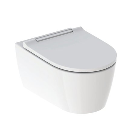 Geberit One Toaleta WC 54x37 cm bez kołnierza + deska wolnoopadająca cienka biała/chrom 500.202.01.1