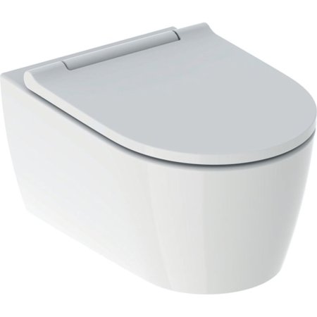 Geberit One Zestaw Toaleta WC 54x36,5 cm bez kołnierza + deska wolnoopadająca biały mat/chrom połysk 500.202.JT.1