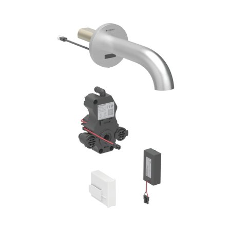 Geberit Piave Bateria umywalkowa bezdotykowa podtynkowa zasilanie bateryjne bez mieszacza 17 cm imitacja stali nierdzewnej/szczotkowany powlekany easy-to-clean 116.263.SN.1