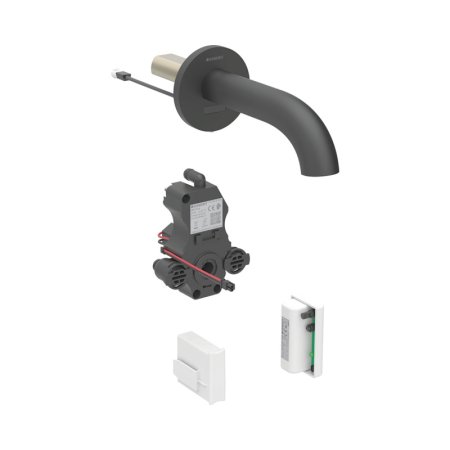 Geberit Piave Bateria umywalkowa bezdotykowa podtynkowa zasilanie generatorowe z mieszaczem 22 cm czarny mat z powłoką easy-to-clean 116.286.14.1