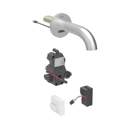 Geberit Piave Bateria umywalkowa bezdotykowa podtynkowa zasilanie sieciowe bez mieszacza 22 cm imitacja stali nierdzewnej/szczotkowany powlekany easy-to-clean 116.281.SN.1