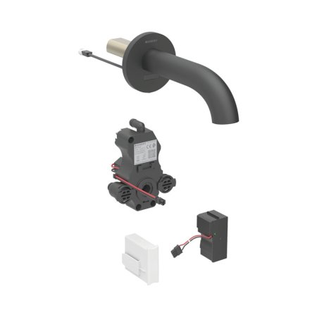 Geberit Piave Bateria umywalkowa bezdotykowa podtynkowa zasilanie sieciowe z mieszaczem 17 cm czarny mat z powłoką easy-to-clean 116.262.14.1