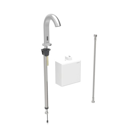 Geberit Piave Bateria umywalkowa bezdotykowa zasilanie generatorowe z natynkową skrzynką funkcyjną bez mieszacza imitacja stali nierdzewnej/szczotkowany powlekany easy-to-clean 116.165.SN.1