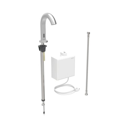 Geberit Piave Bateria umywalkowa bezdotykowa zasilanie sieciowe z natynkową skrzynką funkcyjną bez mieszacza imitacja stali nierdzewnej/szczotkowany powlekany easy-to-clean 116.161.SN.1
