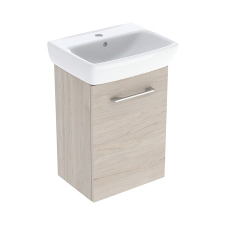 Geberit Selnova Square Zestaw szafka podumywalkowa + umywalka meblowa 45x35x64,9 cm biały/orzech włoski hickory jasny melamina struktura drewna 502.749.00.1