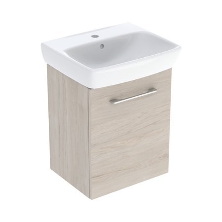 Geberit Selnova Square Zestaw szafka podumywalkowa + umywalka meblowa 50x42x64,9 cm biały/orzech włoski hickory jasny melamina struktura drewna 502.753.00.1