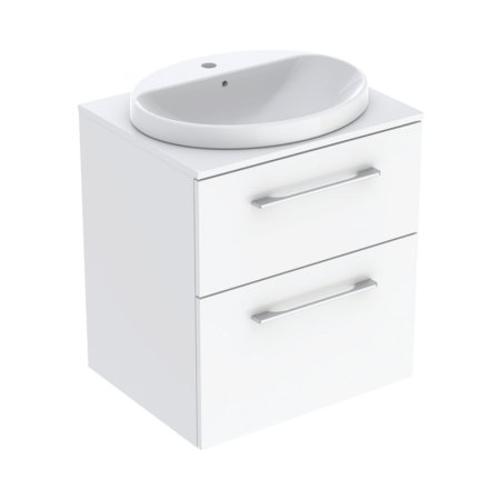 Geberit Selnova Square Zestaw szafka podumywalkowa + umywalka wpuszczana w blat 59,1x50,2x70,3 cm białybiały lakierowany na wysoki połysk 502.868.00.1