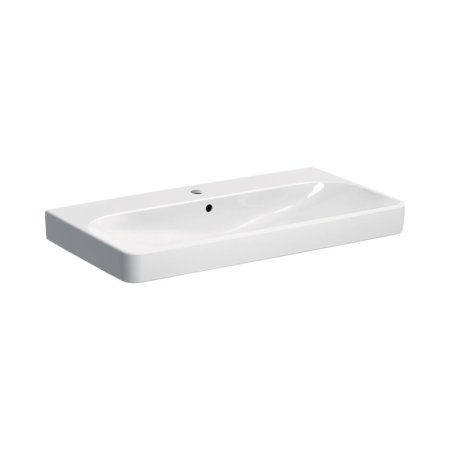 Geberit Smyle Square Umywalka wisząca lub meblowa 75x48 cm z otworem na baterię z przelewem biała 500.249.01.1