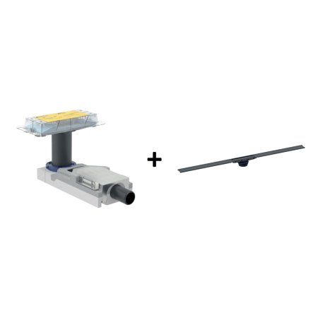 Geberit Zestaw CleanLine Odpływ liniowy niski do płytkiej zabudowy 6,5-9 cm + ruszt 130 cm czarny 154.152.00.1+154.503.TE.1