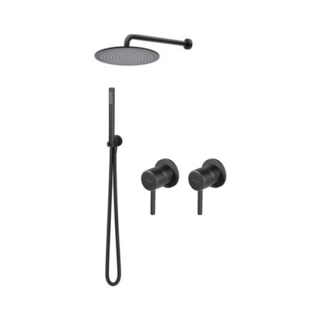 Giulini Giovanni Futuro Zestaw prysznicowy podtynkowy z deszczownicą 30 cm czarny mat 65ZES90/CZAR