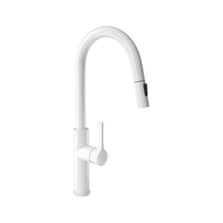 Globalo Design Divio Black 1.1 Bateria kuchenna z wyciągana wylewką biała z powłoką PVD DIVIO_WHITE